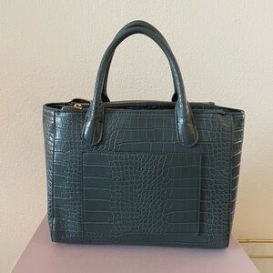 Green Crocodile-Embossed Handbag